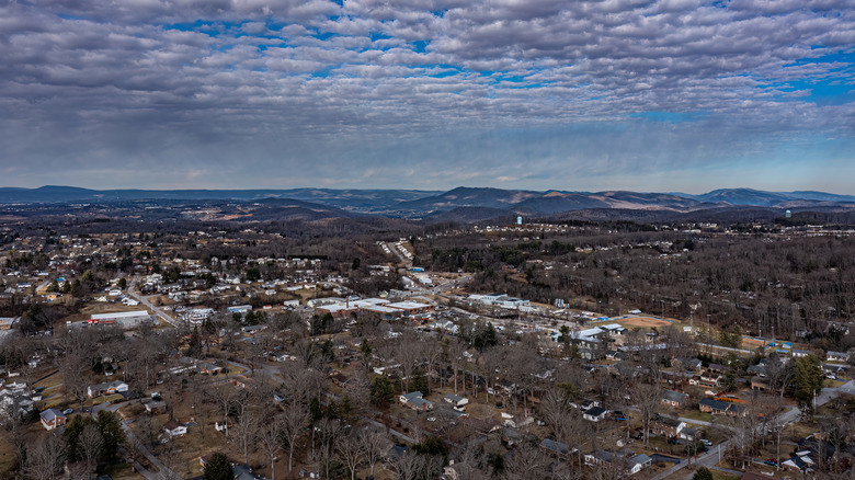 Drone shot of Christiansburg, VA