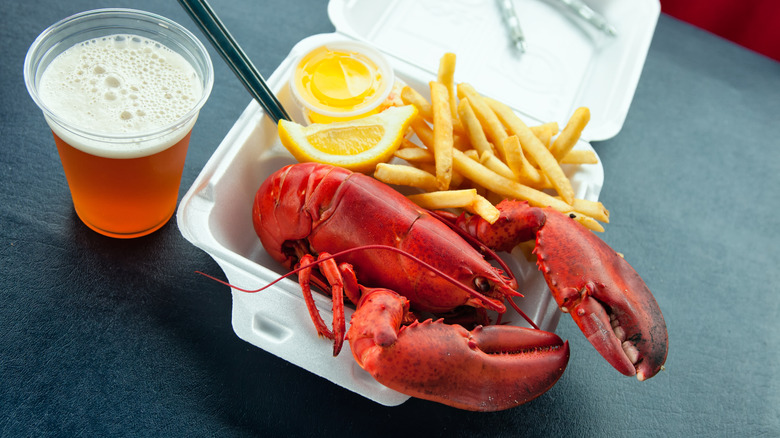 New England quarter pound lobster dinner served in New Hampshire
