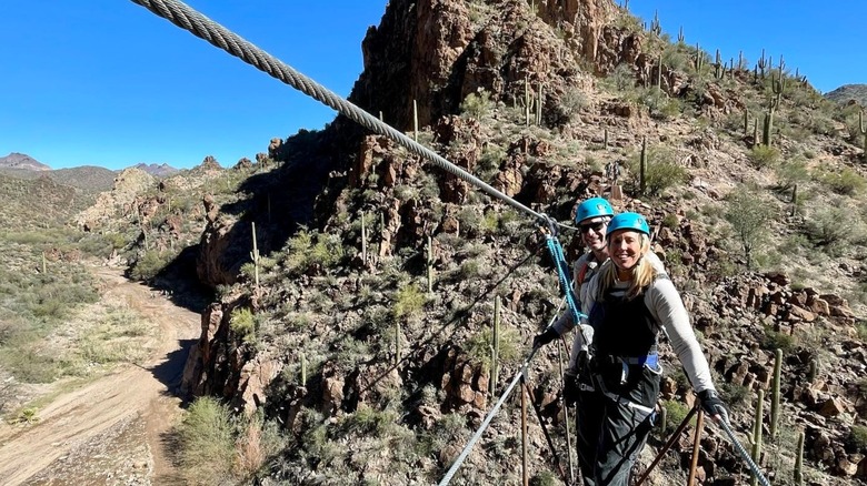 Couple on arial bridge