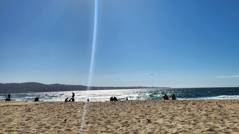 Beachgoers at Somers Beach State Park on a sunny day