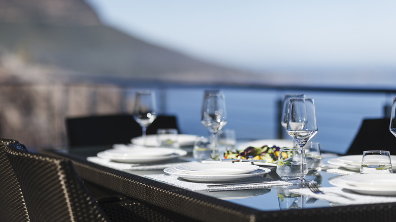 Set table at outdoor restaurant in Cape Town, South Africa