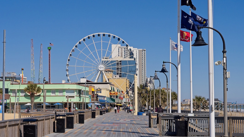 Myrtle Beach boardwalk with ferris wheel