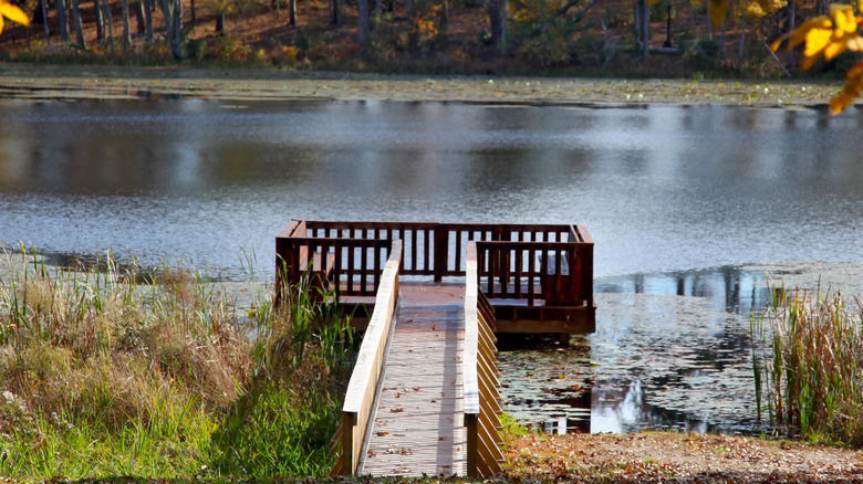 Boardwalk to a deck on the water in Ridgeland, South Carolina