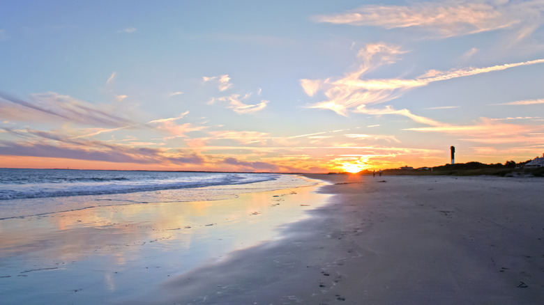 A view of the sunset at Sullivan's Island beach in South Carolina