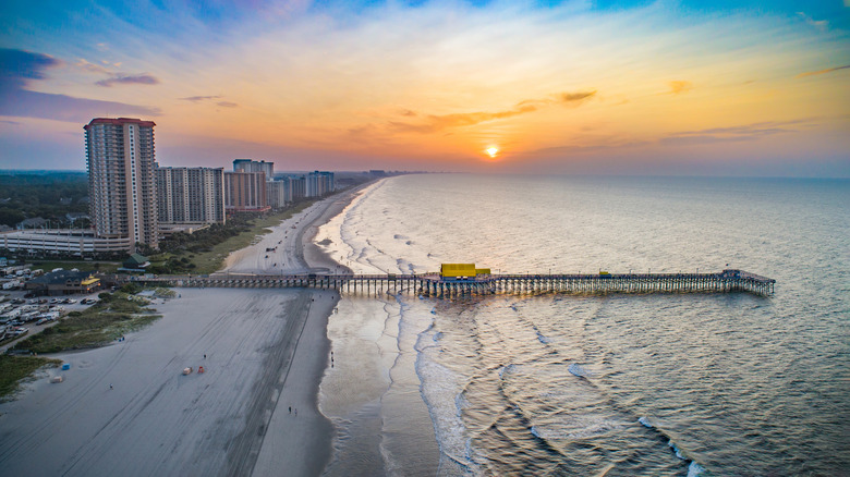 An elevated view of Apache Pier in Myrtle Beach