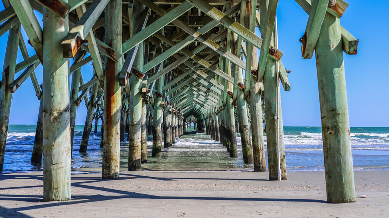 Under Apache Pier in Myrtle Beach, SC