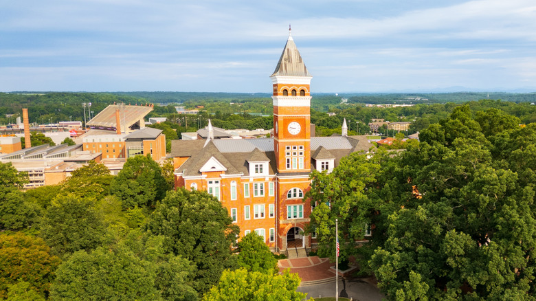 Tillman Hall and Memorial Stadium on the Clemson University campus