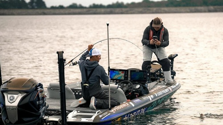 Fisherman in a boat on Lake Hartwell
