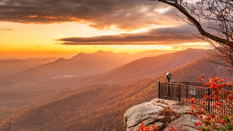 Table Rock State Park, South Carolina, USA landscape at dusk in autumn.