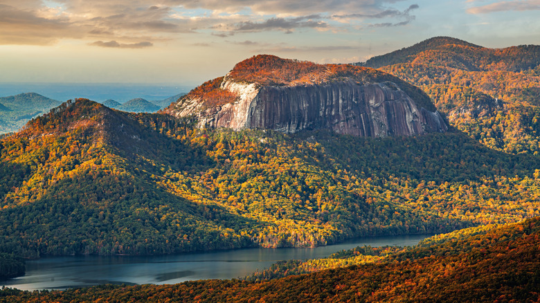 Table Rock State Park, South Carolina, USA at dusk in autumn.