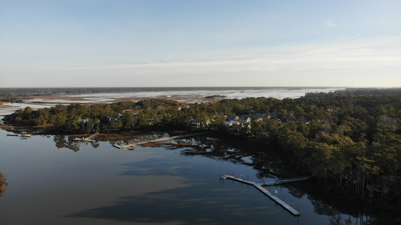 Aerial view of Kiawah River in South Carolina