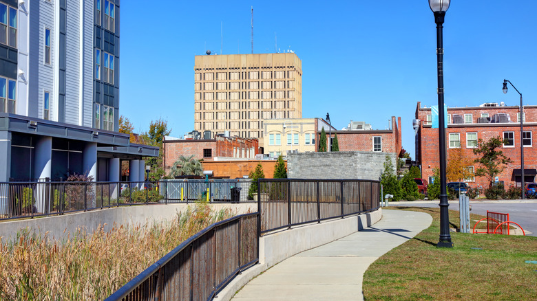 Buildings against a blue sky in Florence, South Carolina