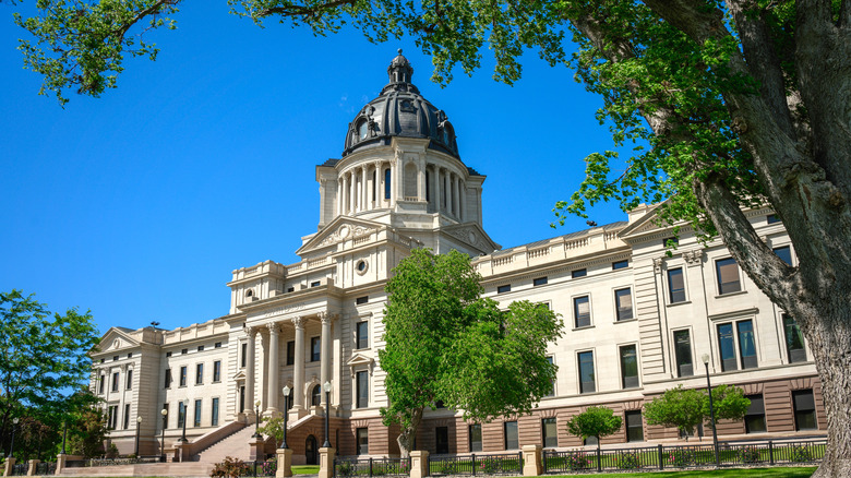 The State Capitol Building in Pierre, South Dakota on a sunny day