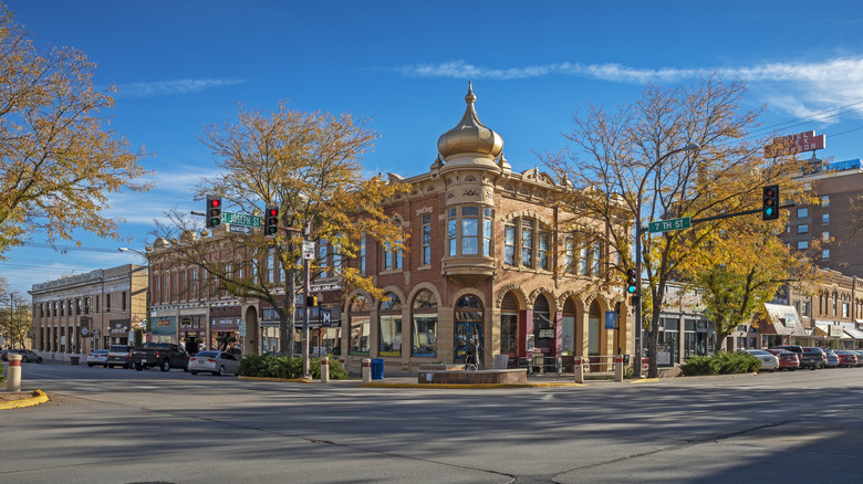 Downtwon Rapid City, South Dakota, with leaves changing colors