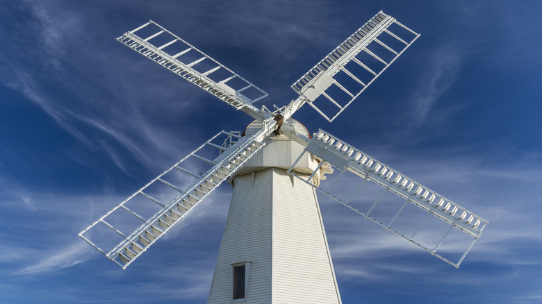A large white windmill