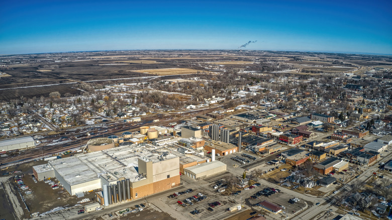 An aerial view of downtown Milbank, South Dakota