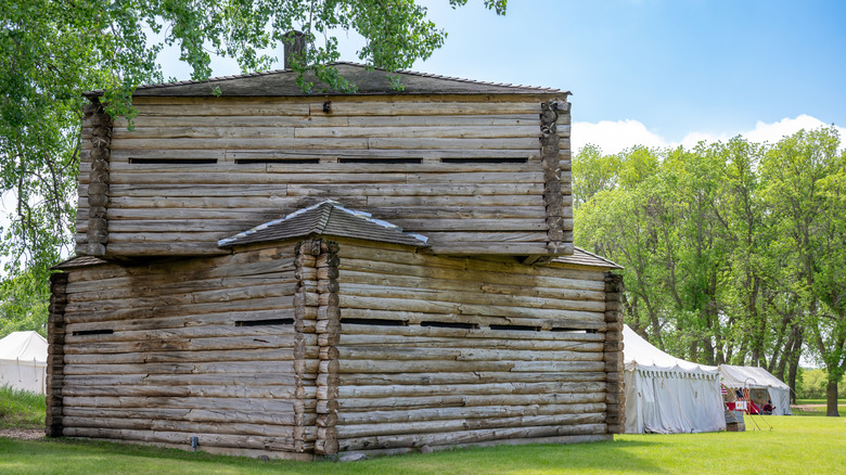 Blockhouse and Breastworks at Fort Sisseton Historic State Park in South Dakota
