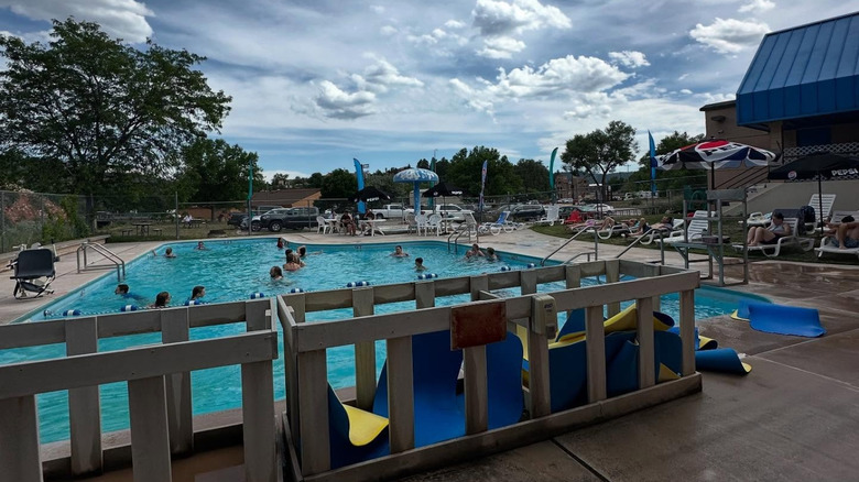 The outdoor pool at Evan's Plunge in Hot Springs, South Dakota