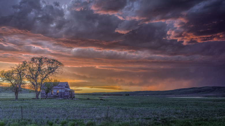 Old building in the plains of South Dakota