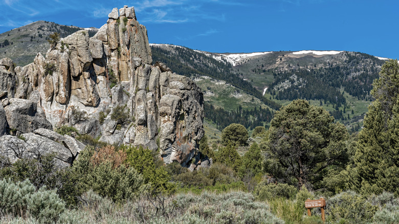 Striking Castle Rocks formations rise from valley