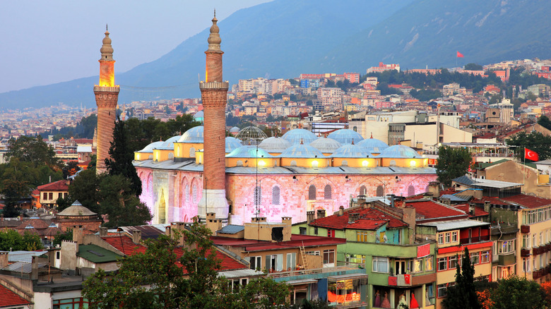 The Grand Mosque of Bursa at sundown