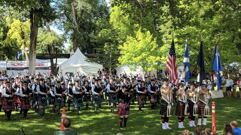 A bagpipe demonstration in the Payson Memorial Park during the Scottish Festival