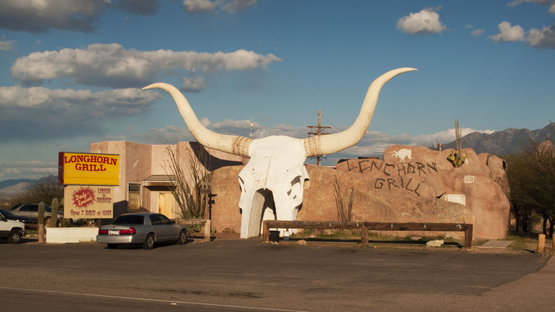 Entrance to the Longhorn Grill and Saloon in Amado Arizona