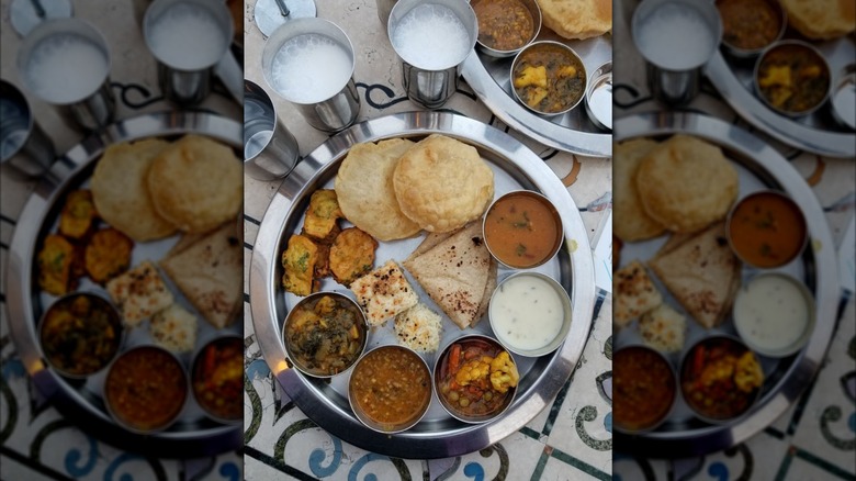 Thali-style meal at Rajdhani in Little India, California