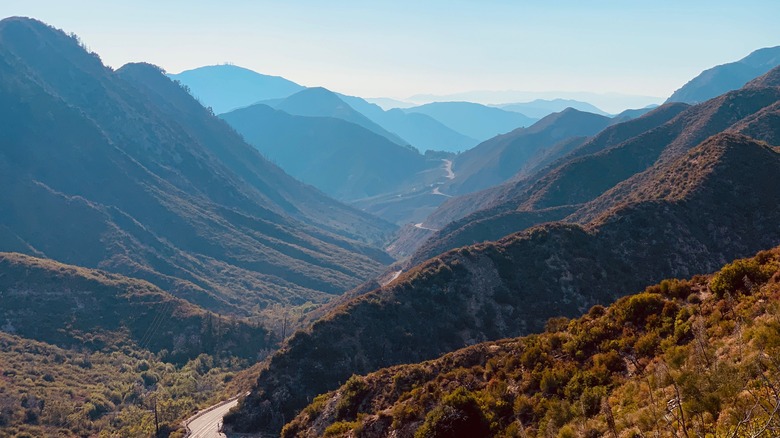 An aerial view of the Angeles Crest Highway