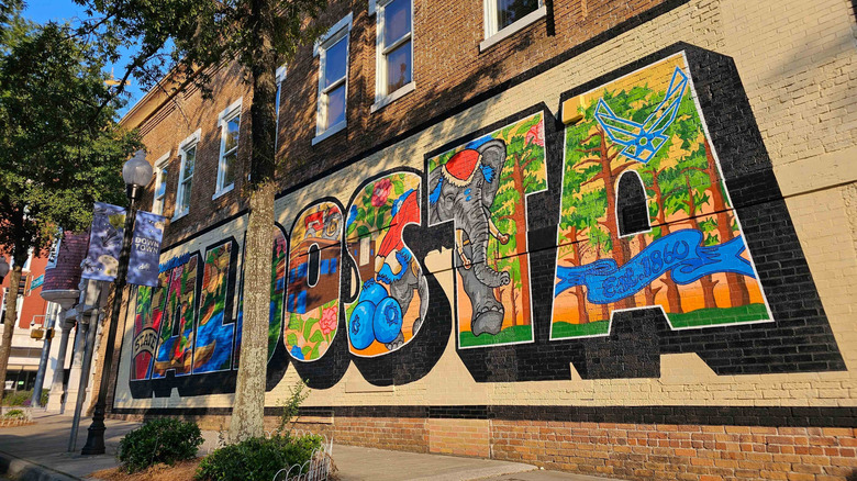 A mural that reads Valdosta in block letters