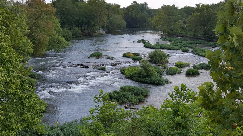 Aerial view of Shoal Creek in Joplin, Missouri