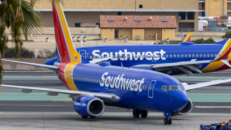 Southwest Airlines planes at an airport