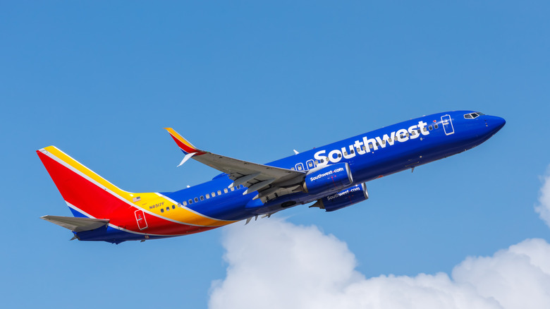 Southwest Airlines plane in flight