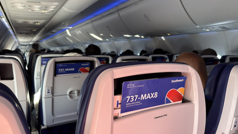 Airplane seat on Southwest Airlines