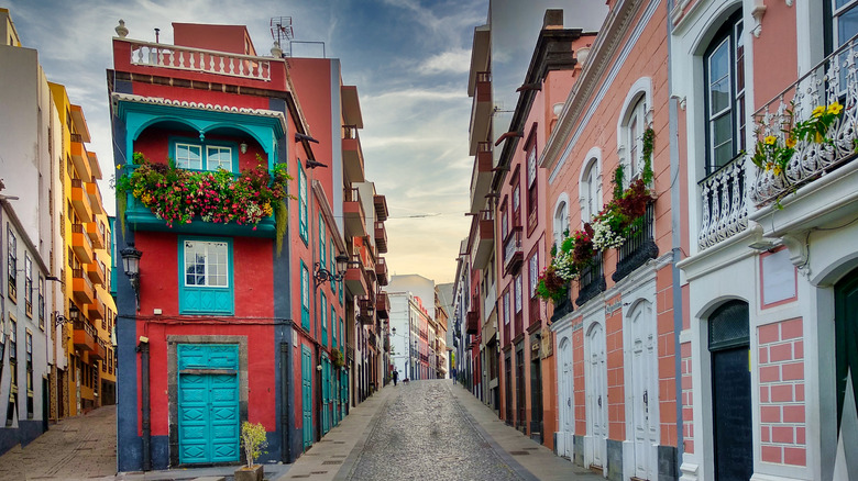 Colorful buildings in Santa Cruz de la Palma in La Palma, Spain