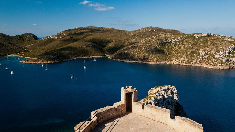 Cabrera Island in Mallorca, Spain, from atop a castle.