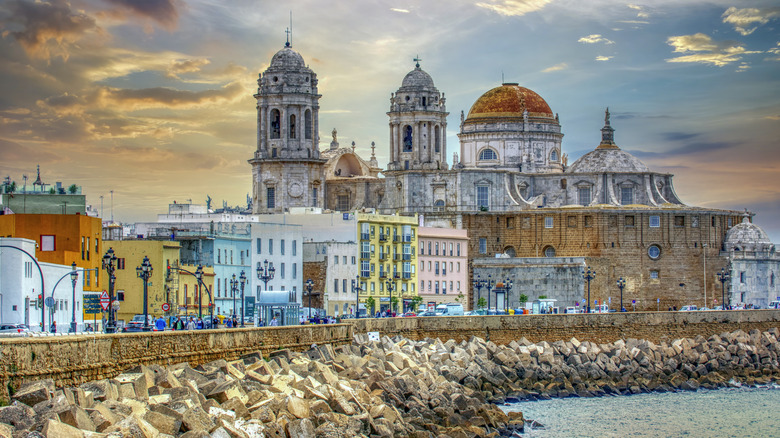 The colorful seafront promenade in Cadiz, Spain