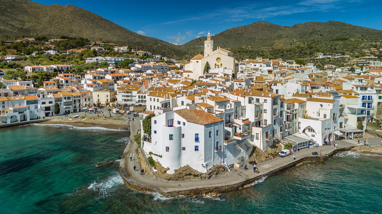 aerial view of Cadaques over the water