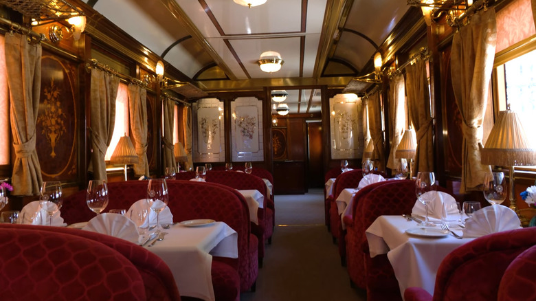 Luxury gilded interior of the Al Andalus train in Spain