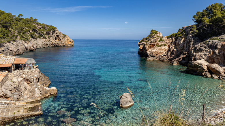 View of the turquoise waters at Cala Deià
