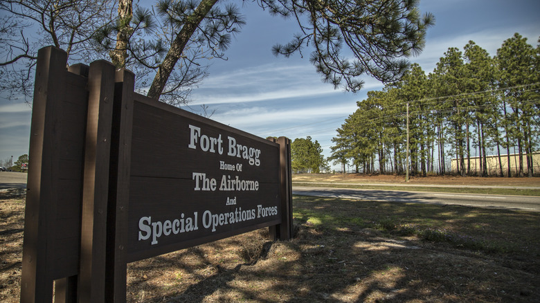 Fort Bragg sign near Spring Lake, North Carolina
