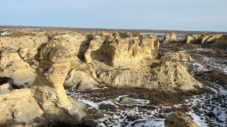 A scenic view at Little Jerusalem Badlands State Park