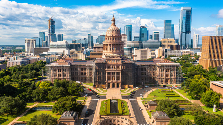 Aerial view of state capital in Austin, Texas