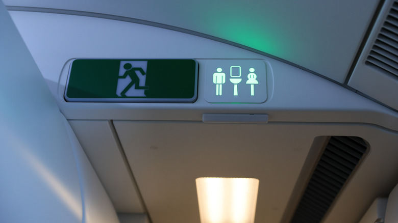 Sign for an airplane restroom