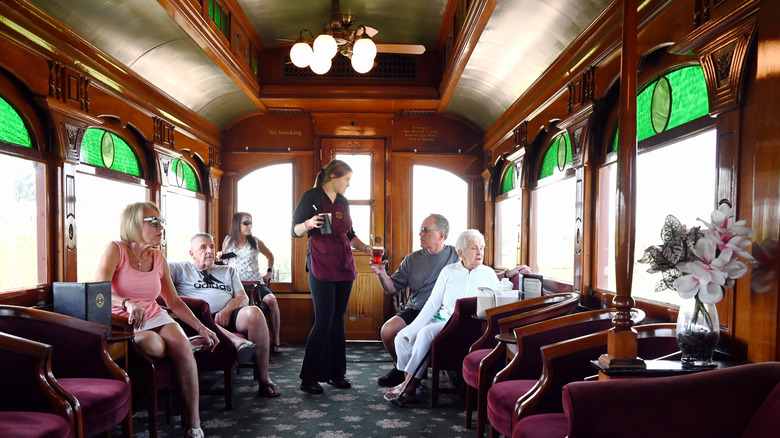 The interior of a parlor car on the Strasburg Rail Road