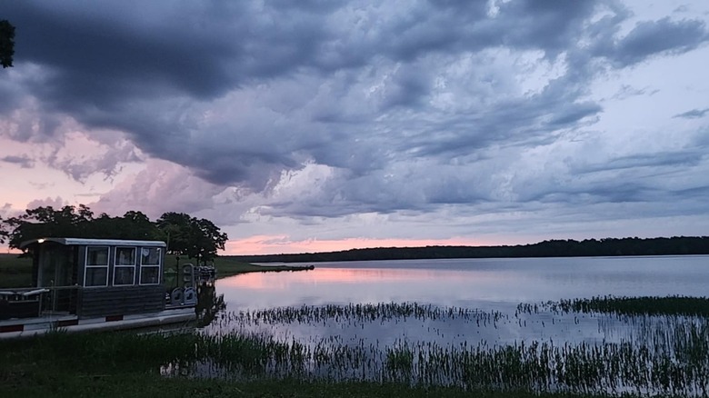 Cloud cover at sunset at Stroud Lake in Oklahoma