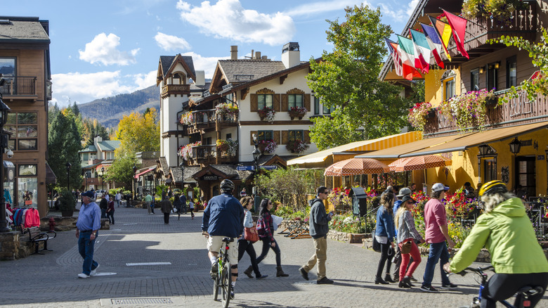 People walking through downtown Vail