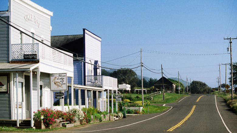 white buildings along a road