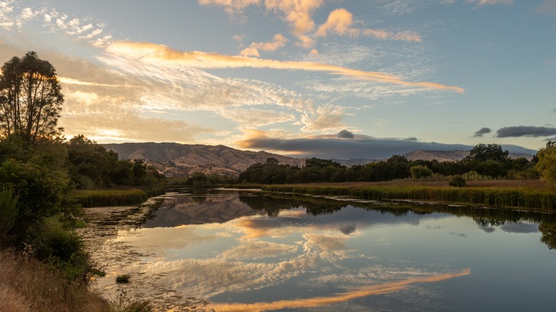 Lake Solano, California, at sunset