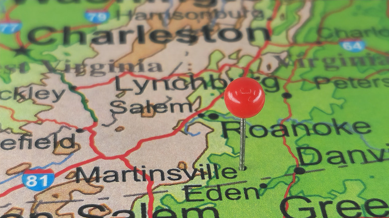 Red dot marks Martinsville location
